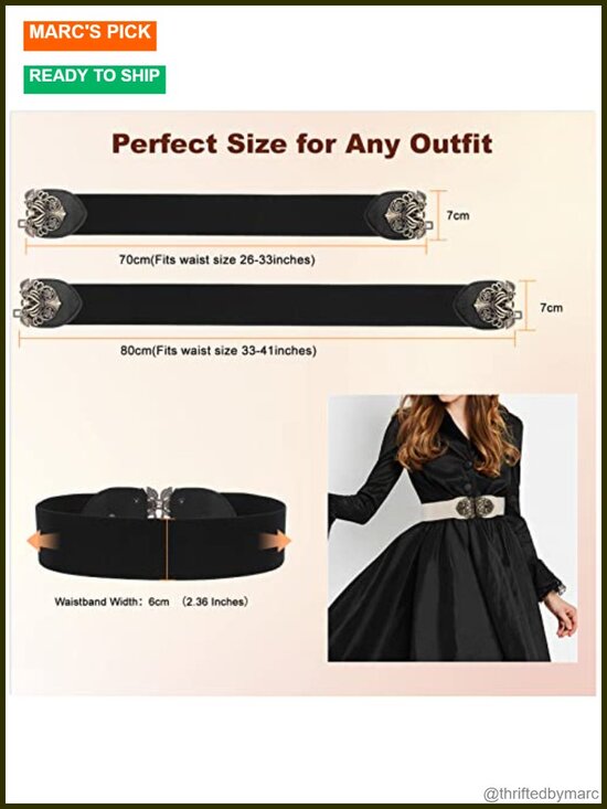 4 Pack Wide Stretch Waist Belt with Vintage Interlocking Buckle